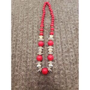 vintage necklace with red bead strand
